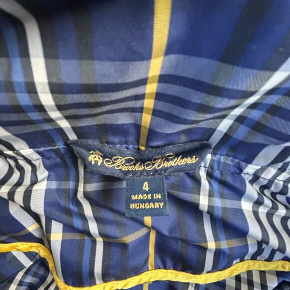 Brooks Brothers Womens Water Repellent Coat Plaid Hooded Jacket Size 4 Blue - Picture 3 of 10